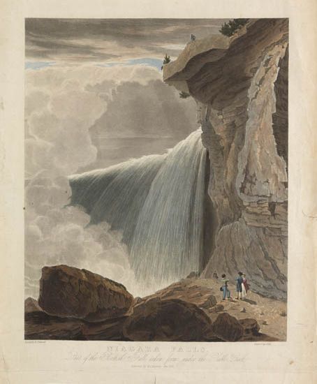 (NIAGARA FALLS.) Bennett, William James. Niagara Falls. Part of the British Fall taken from under the Table Rock.